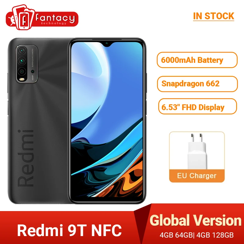 Глобальная версия Xiaomi Redmi 9 T NFC Смартфон Snapdragon 662 6 53 &quotдисплей 48MP камера 6000 мАч