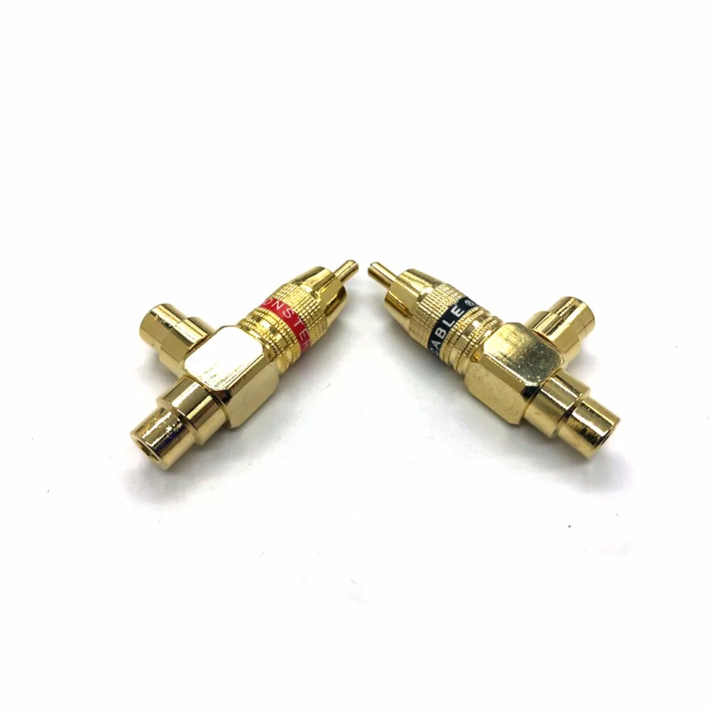 Thouliess Бесплатная доставка 2 шт Позолоченные RCA 1 папа к Женский адаптер AV видео