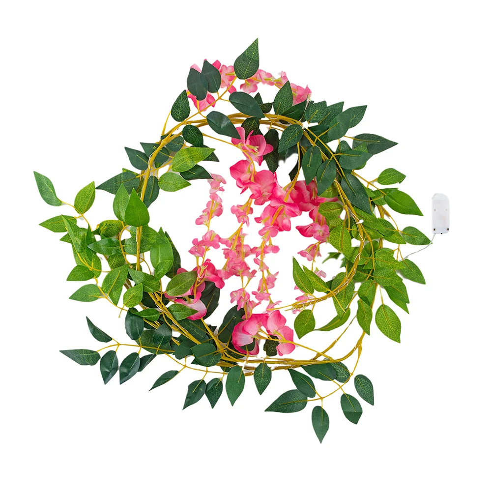 

Artificial Rose Flowers Leaves Vine string Lights Battery Powered Hanging Copper Wire Garland for Christmas Wedding
