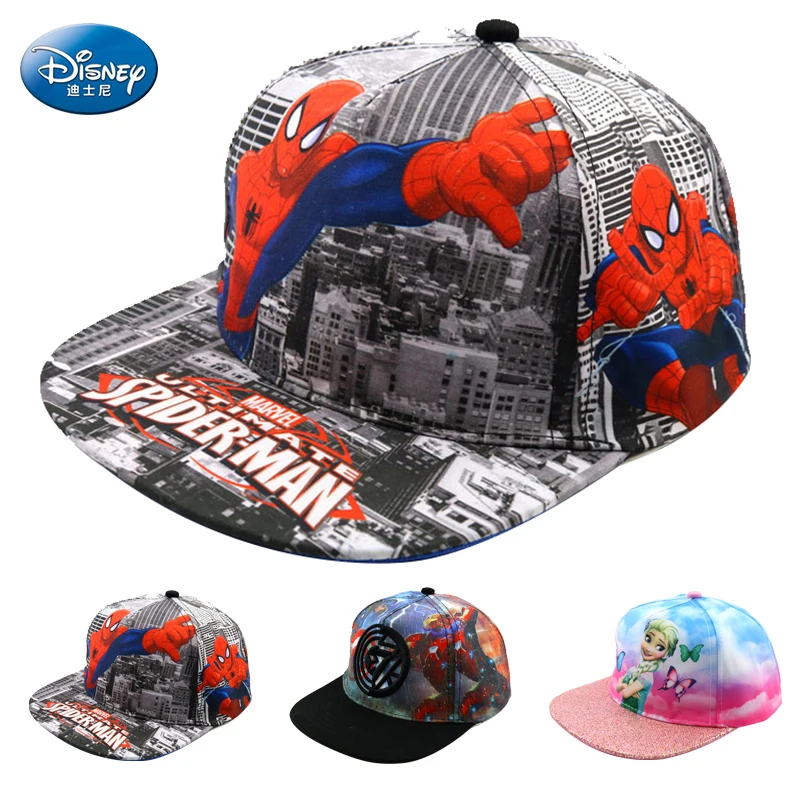 

Disney Spiderman New Children Hat Cartoon Baseball Cap Kids Cotton Snapback Fashion Hats for kids boy Hip Hop Boys Girls 2-8Y