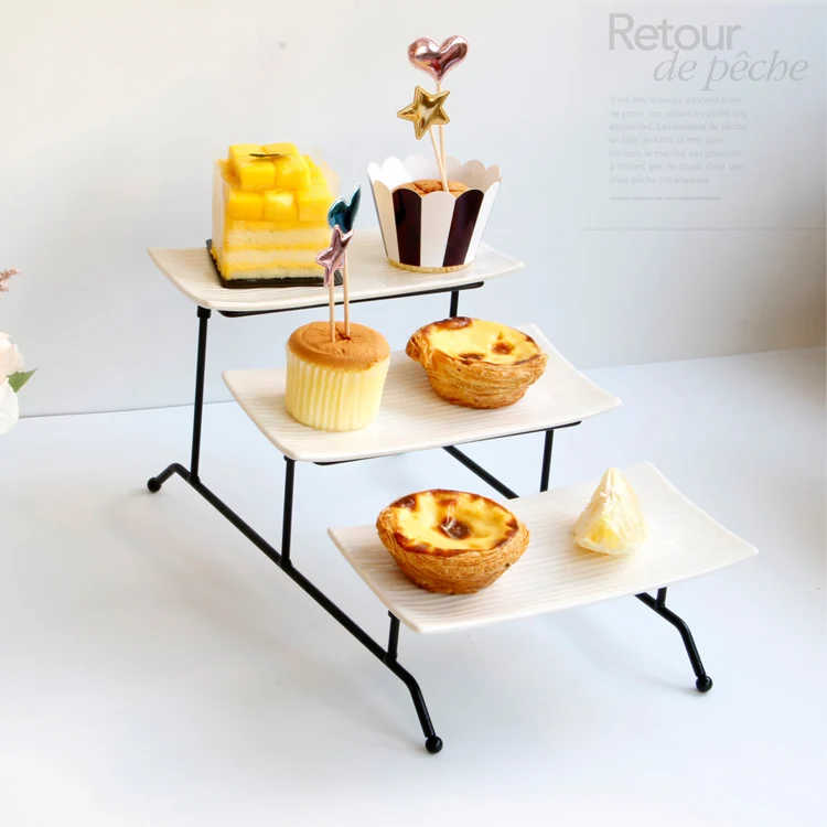 Трехслойная тарелка для фруктов в европейском стиле десертный стол многослойная