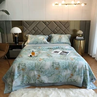 summer air conditioning tencel silk throw blanket quilt bedspread bed cover set king queen size pillowcase flat bed sheet 34pcs