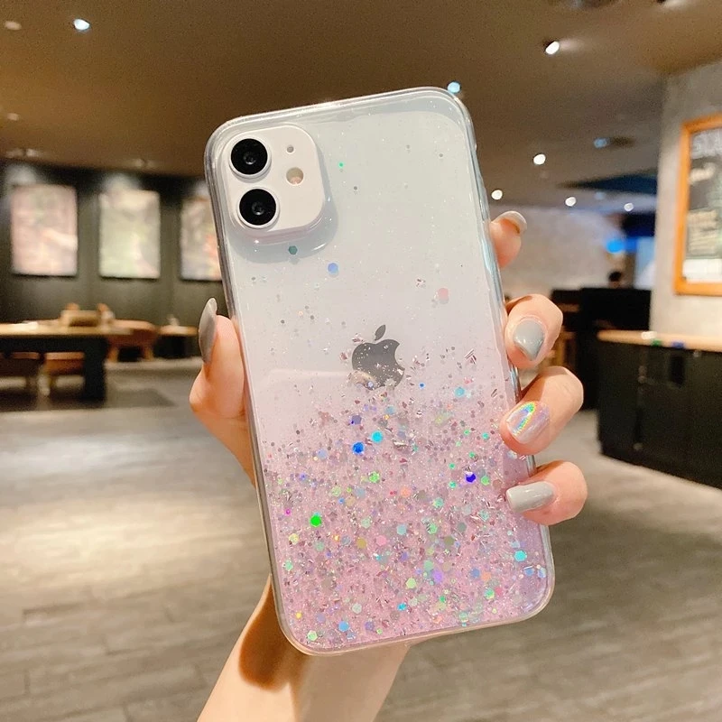 

Luxury Glitter Gradient Clear Phone Case For iPhone 11 12 Pro Max XS Max XR X 7 8 Plus 12 Mini SE2 Fashion Watercolor Sequins