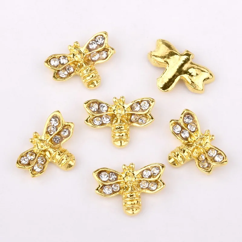 10 шт. металлического сплава пчелы дизайн 3D нейл-арта украшения золотые стразы Gem