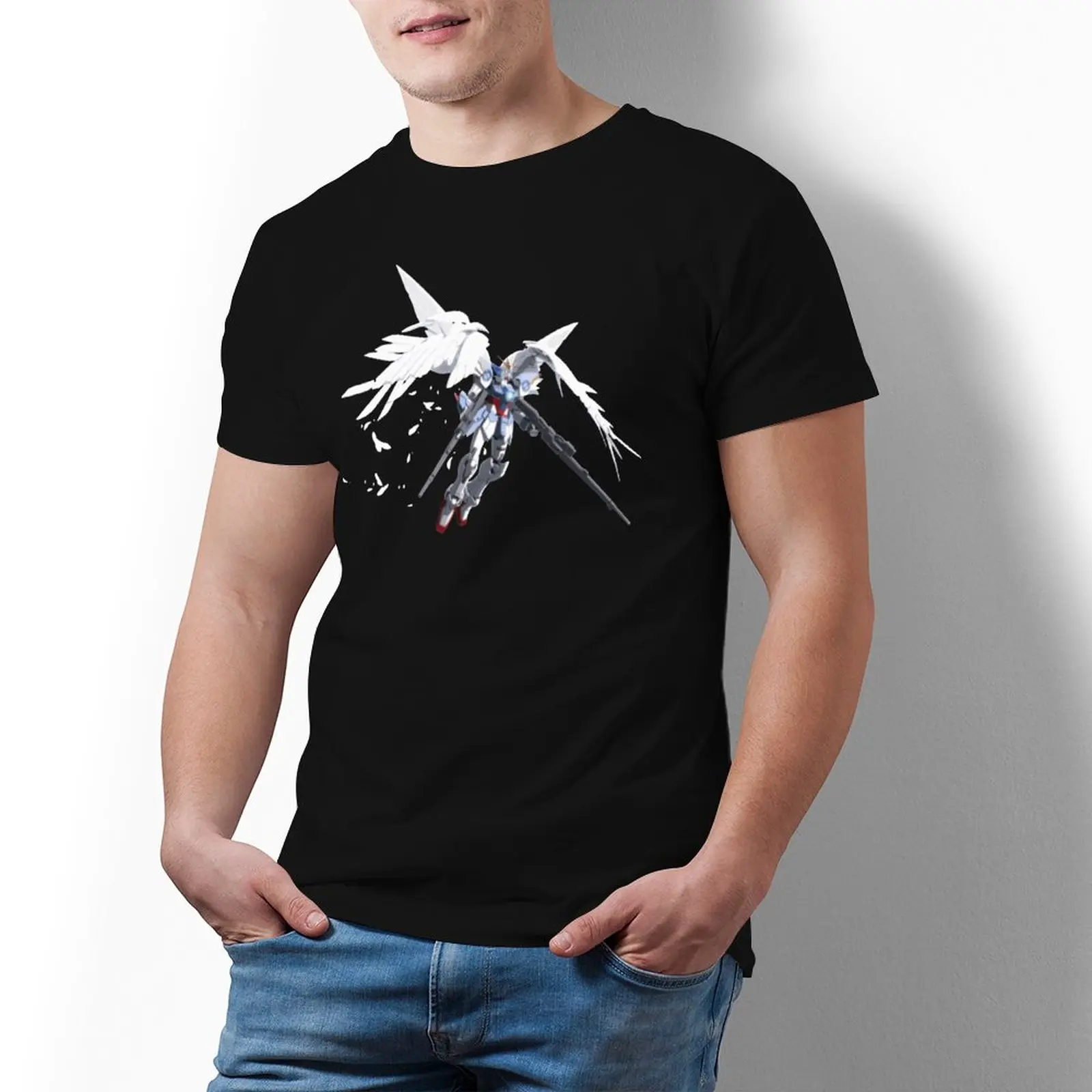 

Bandai Gundam XXXG-00W0 Wing Gundam Zero T Shirt Manga Print Cotton T-Shirt Short Sleeves Funny Tee Shirt Mens