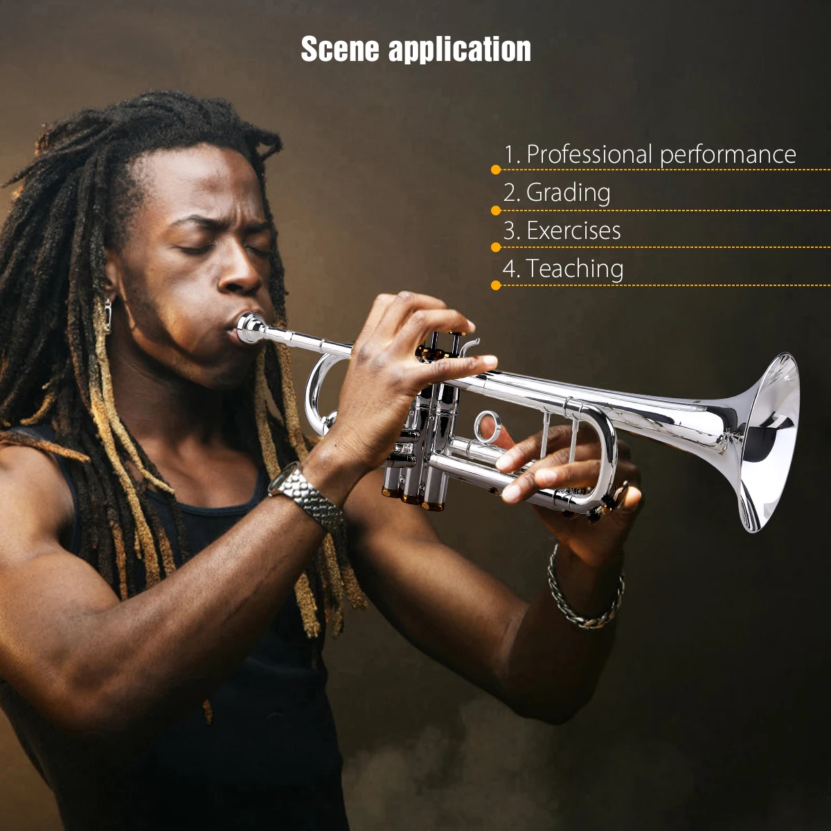 ammoon Prefessional Bb Trumpet Brass Material Surface Beautiful Shell Buttons Wind Instrument with 5C Mouthpiece Carry Bag Glove | Спорт и