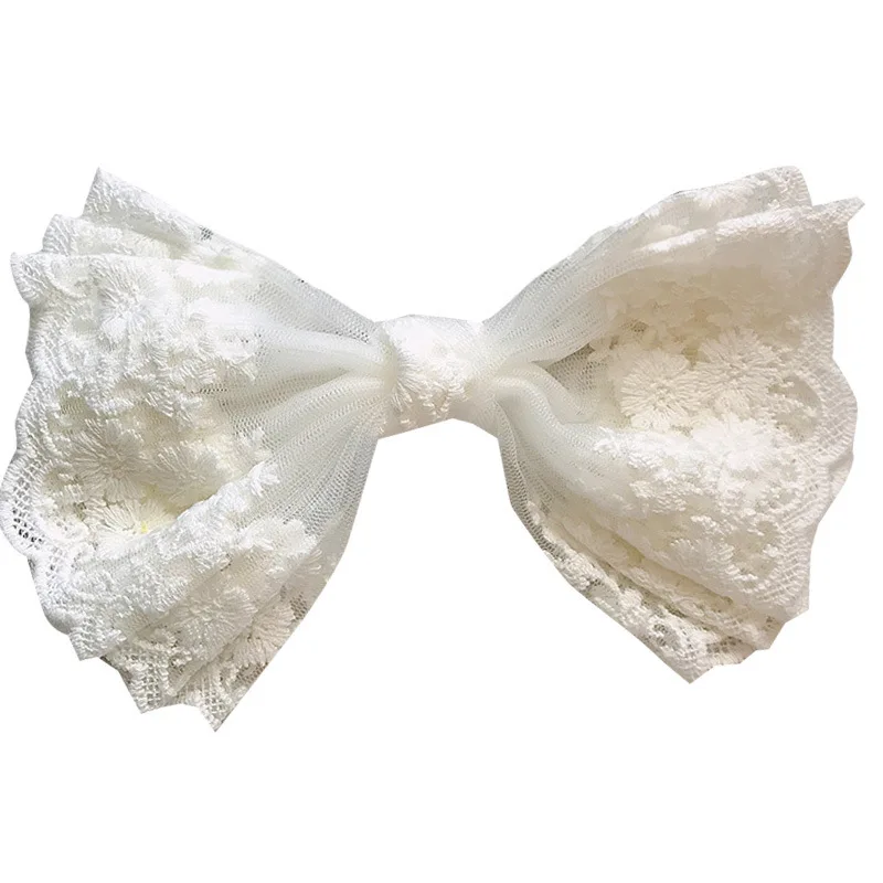 Young Fairy lace large white bow hairpin spring clip hair accessories 2020 new luxury big sunflower hoops girls |