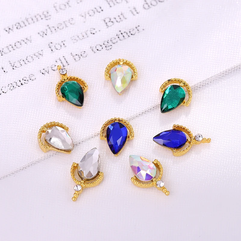 

10PCS WaterDrop Rhinestones Beauty Glitter Nails Charms Jewelry Accessories Metal for 3D Nail Art Decoration Hot New Arrival