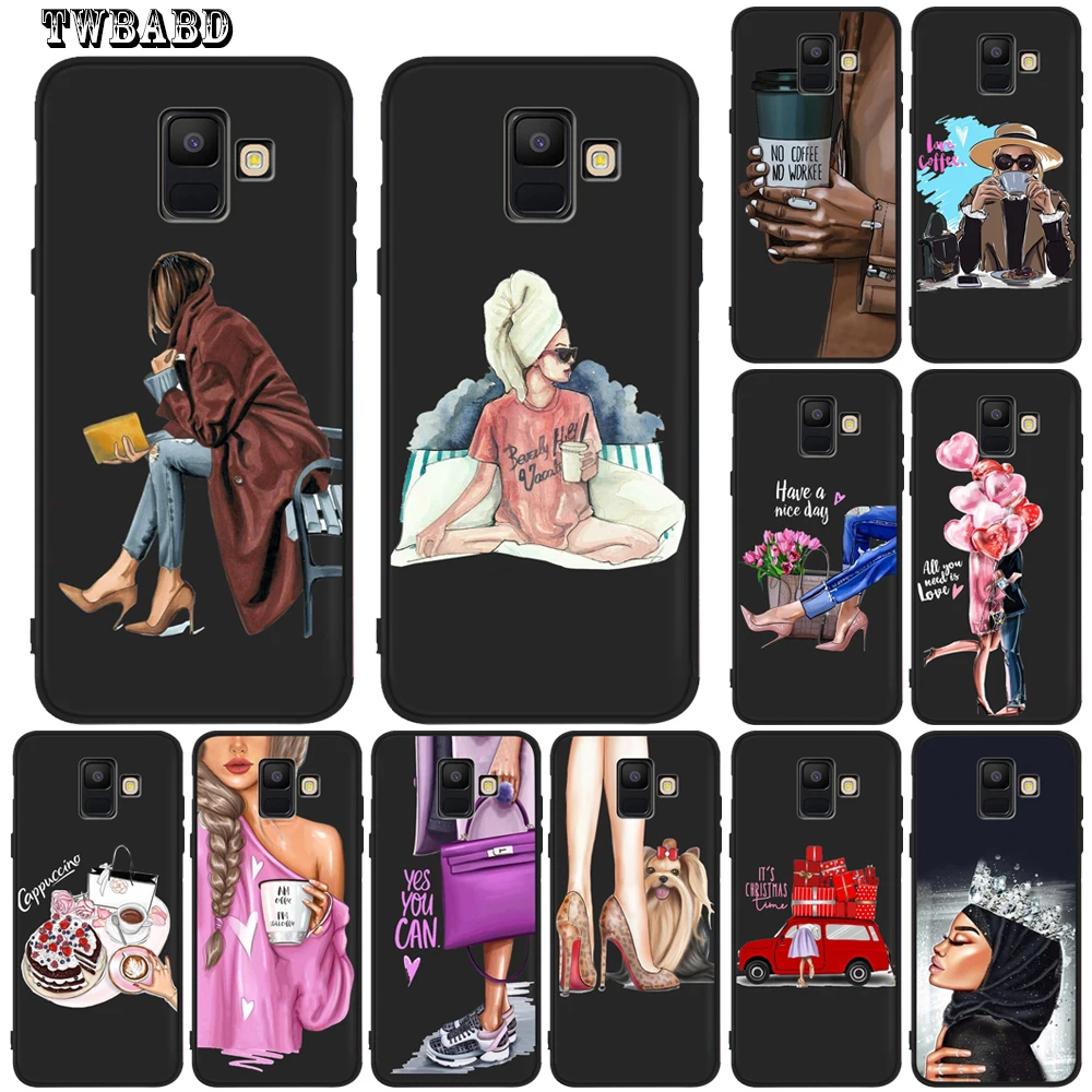 Модный чехол для телефона девушек с кофейным цветком Samsung Galaxy J6 J8 J2 J4 Plus 2018 J3 J5 J7 2017