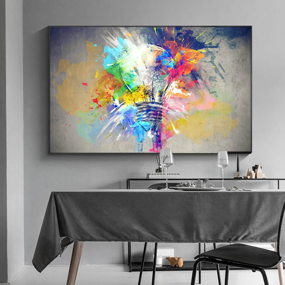 

Nordic Modern Fashion Abstract Art Printing Canvas Painting Color Light Bulb Poster Living Room Corridor Home Decoration Picture