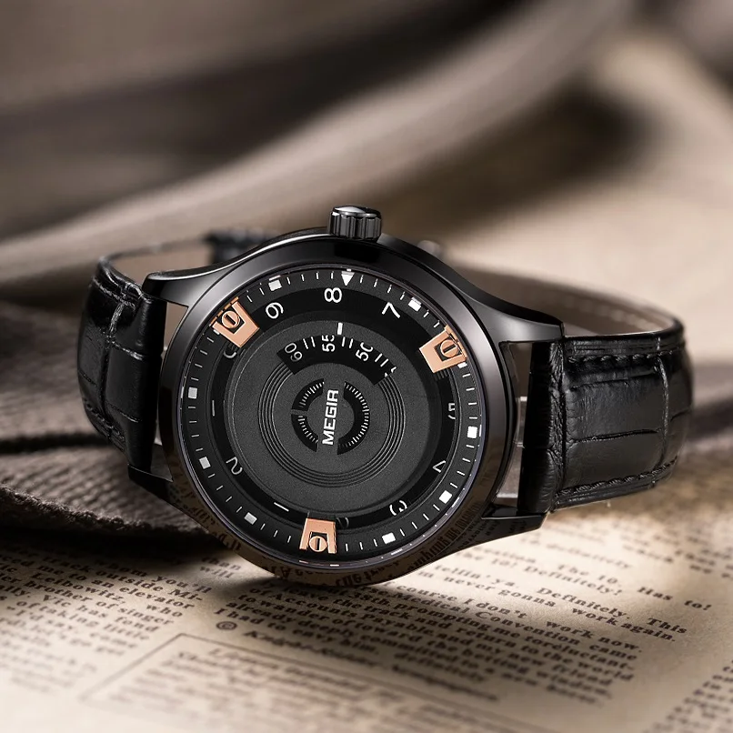 Часы MEGIR Мужские кварцевые простые Стильные Модные Роскошные водонепроницаемые