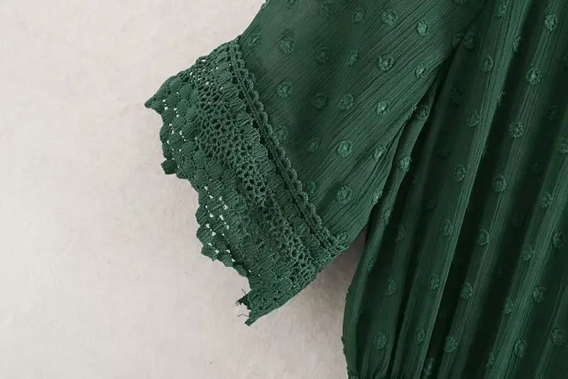 Женское элегантное зеленое вечернее платье с круглым вырезом и коротким рукавом