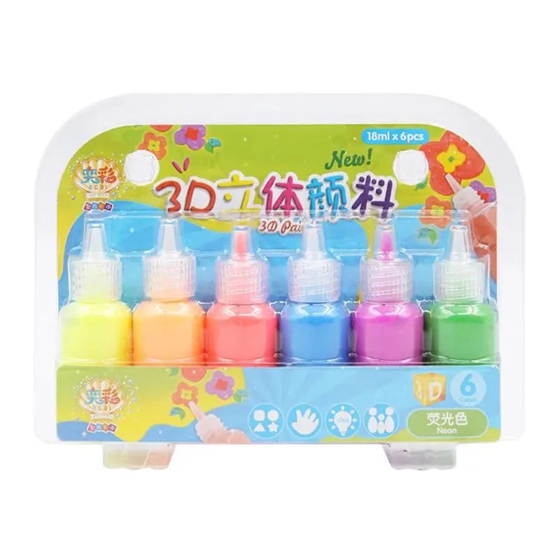 

6 Colors Kids 3D Acrylic Paint Pigment Set for Children Graffiti DIY Painting