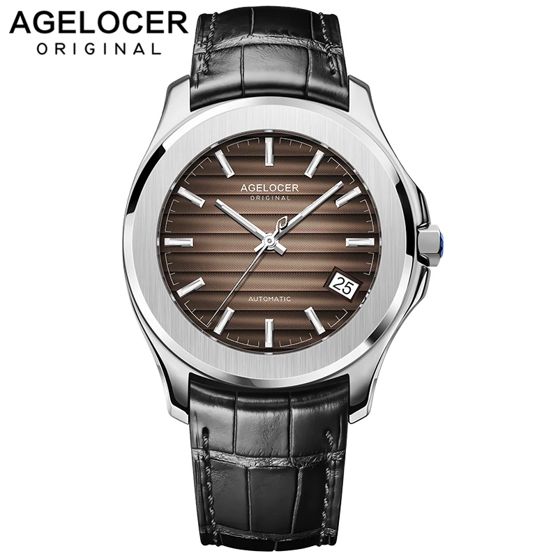 

AGELOCER Date Men Watch Swiss Famous Top Luxury Brand Waterproof Luminous Business Male Clock Leather Wrist Mens Watches Gift