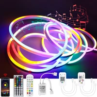 tuya smart 12v led neon strip rgb waterproof silicone light tape dimmable decoration with wifi bluetooth app ir remote control