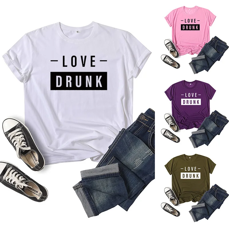 

Любовь вечеринка с буквенным принтом женская футболка с коротким рукавом и круглым вырезом, Свободная Женская футболка женская футболка То...
