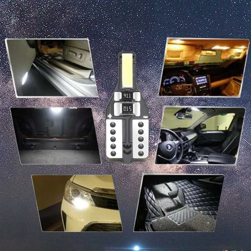 

10pcs /set LED T10 501 194 W5W 7020SMD high quality high power DC12V 6000k 90LM Car CANBUS Error Free Wedge Light Bulbs White