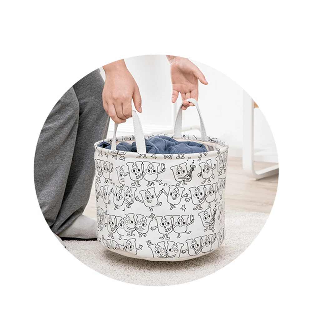 

JJ Canvas Foldable Storage Bag Basket For Toy Storage Barrel Dirty Clothes Washing Sundries Household Organizers Storage Basket