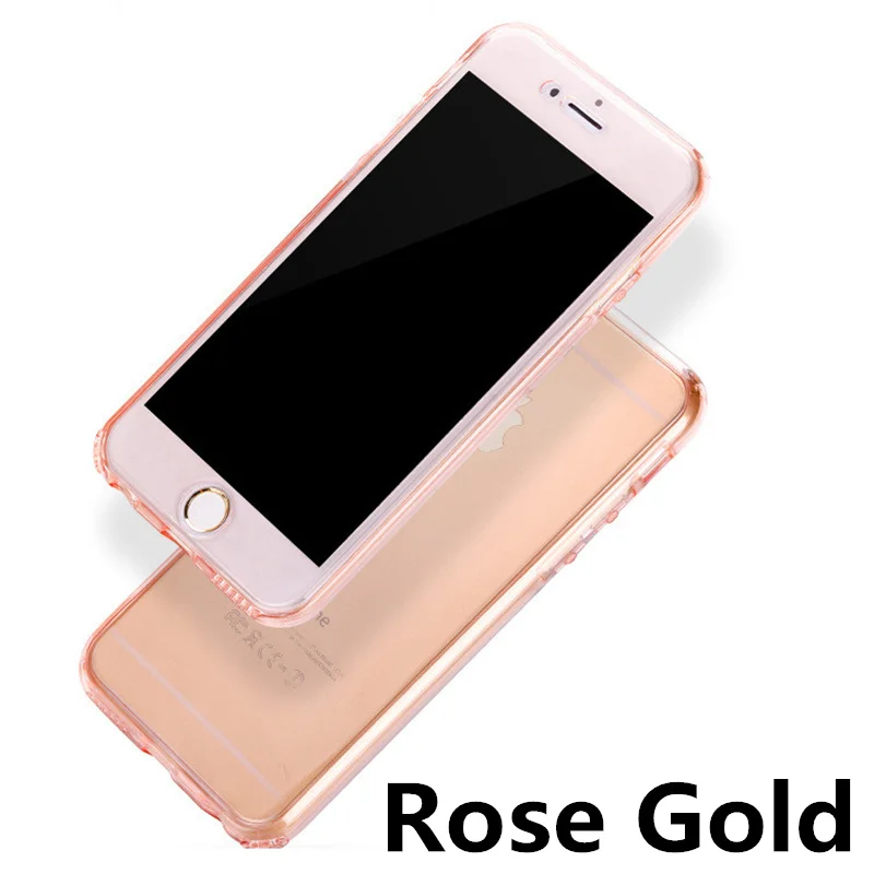 Rose Gold 360 двойной защитный чехол для iPhone X XS Max XR 11 Pro MAX Funda чехол для iPhone 7 8 6 6s Plus 5 5S SE Мягкий силиконовый чехол для телефона - Цвет: Rose Gold