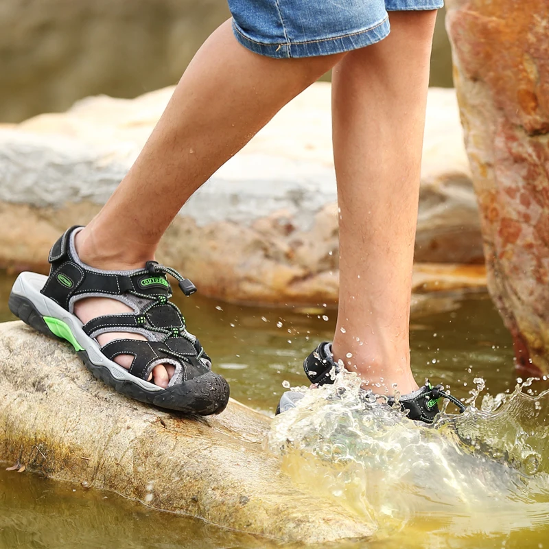 

Fashion Summer Men Beach Sandals Large size 48 Genuine Leather Men Sandals Outdoor Sandals for Men Walking shoes zapatos hombre