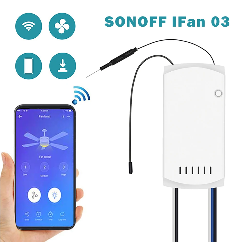 Потолочный вентилятор со светодиодной подсветкой Wi-Fi 433 МГц Радиочастотный пульт