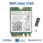 433 Мбитс Intel 3165 Wi-Fi карты Dual Band 2,4 гWi-Fi 5 ГГц 802.11ac Wifi + Bluetooth 4,0 сетевая мини-адаптер 3165NGW