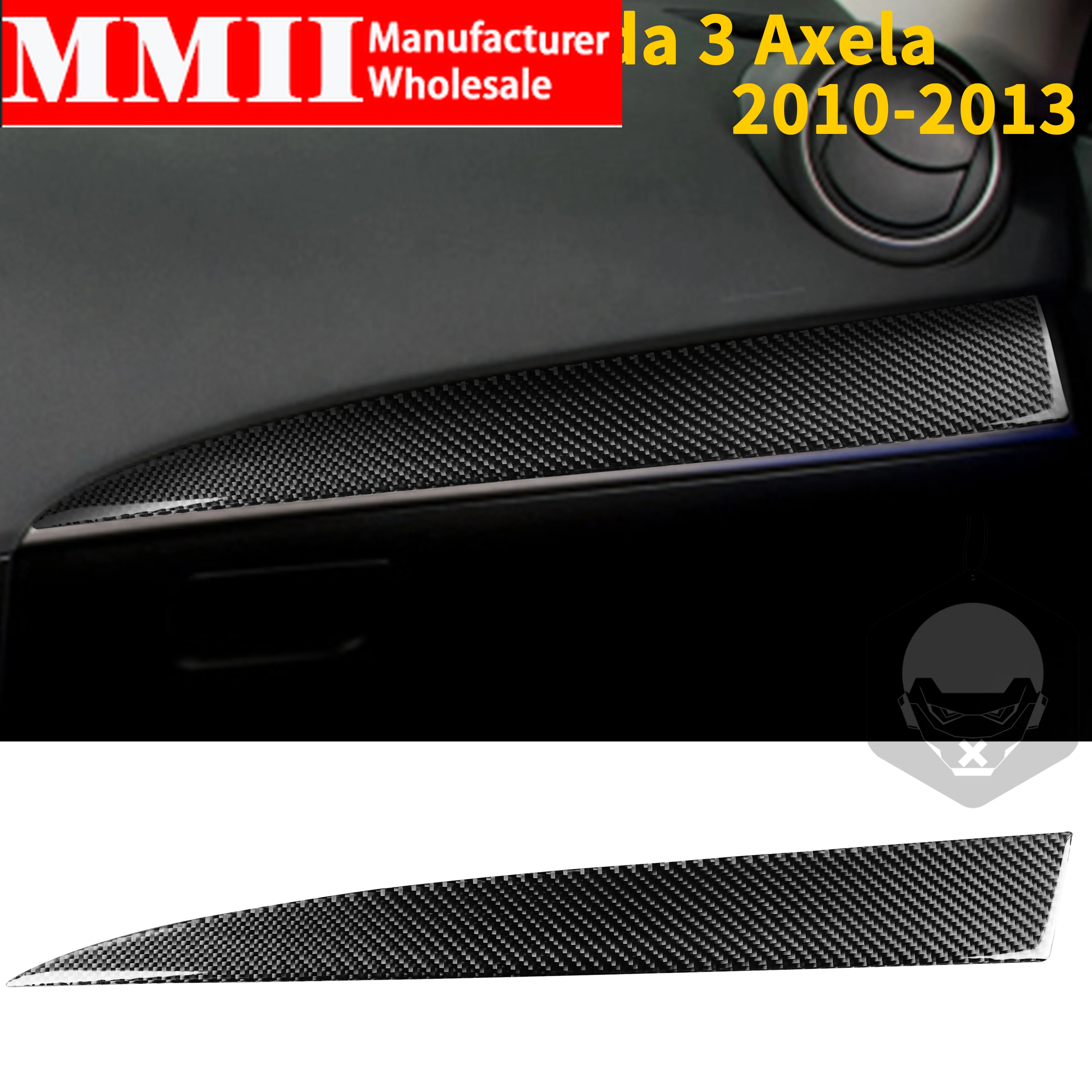 Carbon Fiber For Mazda 3 Axela 2010-2013 Co-pilot Side Dashboard Cover Sticker Dash Trim Interior Strip Decal Car Accessories