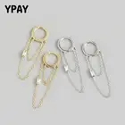 Женские серьги-кольца из серебра 100% пробы с квадратным цирконием