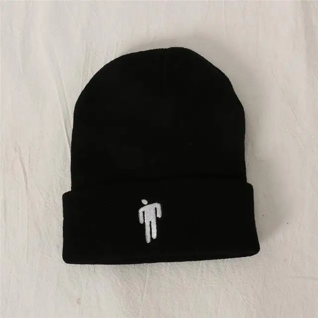 Billie Eilish Beanie цвета вязаная зимняя шапка однотонный хип-хоп трикотажный свитер шляпа костюм капитана аксессуар подарки теплая зима - Цвет: Black