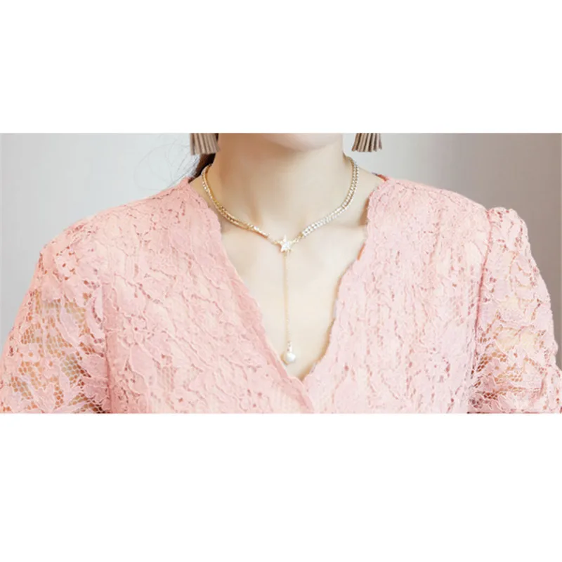 

Lace dress women pink party temperament v neck slim 2020 autumn new Korean fashion black long sleeve maxi dresses feminina CX414