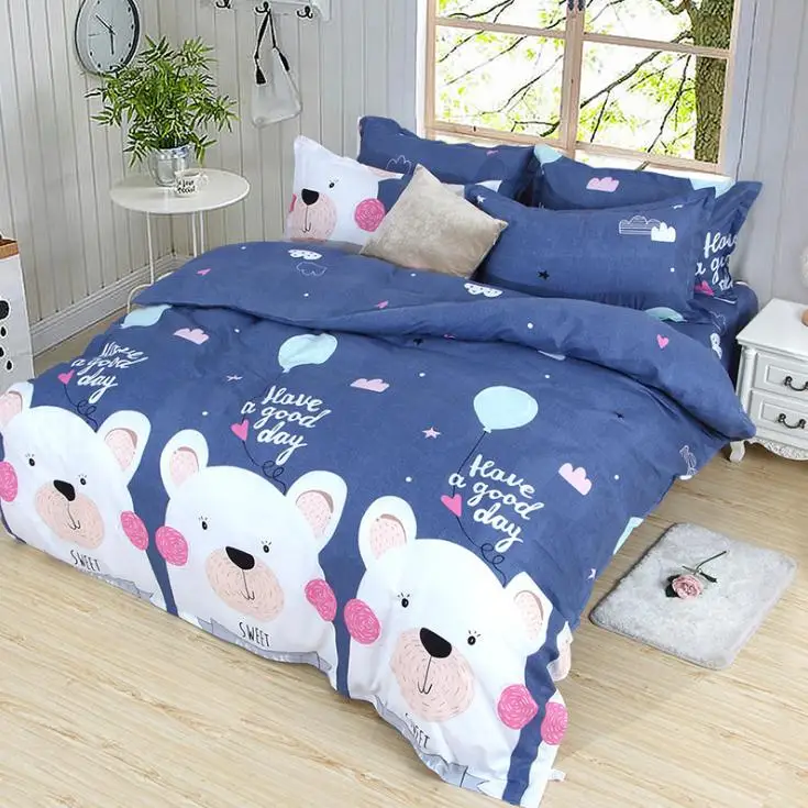 Мультяшный Комплект постельного белья милый маленький белый медведь Печатный 3D
