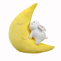 suer cute moon and rabbit plush cushion lovely stuffed plush soft rabbits pillows kids toys for girls valentines gift