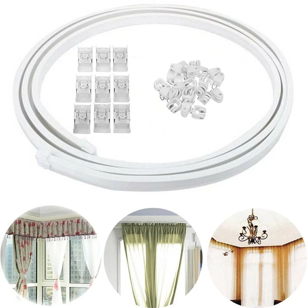 

2-6 Meter Flexible Cuttable Bendable Curtain Track Rail For Curved/ Straight Bay Windows Track Pole Accessories