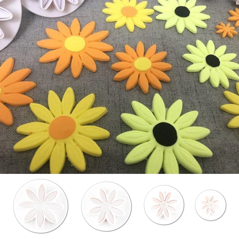 

Biscuit Mold 4Pcs/Set Cake Decorating Tools Fondant Flower Plastic Decorative Cookie Cutter Embosser Die Kitchen Decorative
