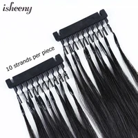 isheeny 6d hair extensions human hair 40 60cm one generation 100 strands invisible micro ring hair 100 natural hair 10pcsset