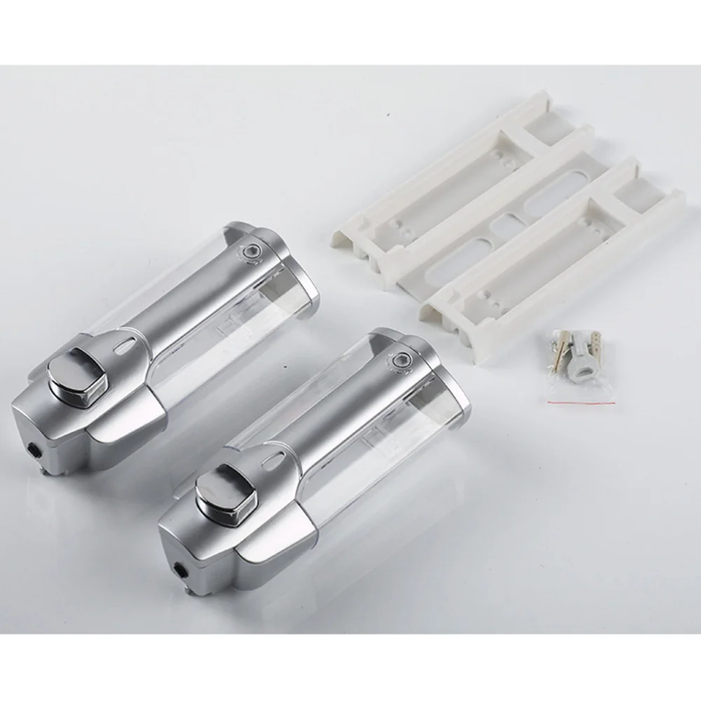

1pc Double-head Manual Wall-mounted Push Type Liquid Soap Bottle Refillable Shampoo Liquid Soap Container Dispenser