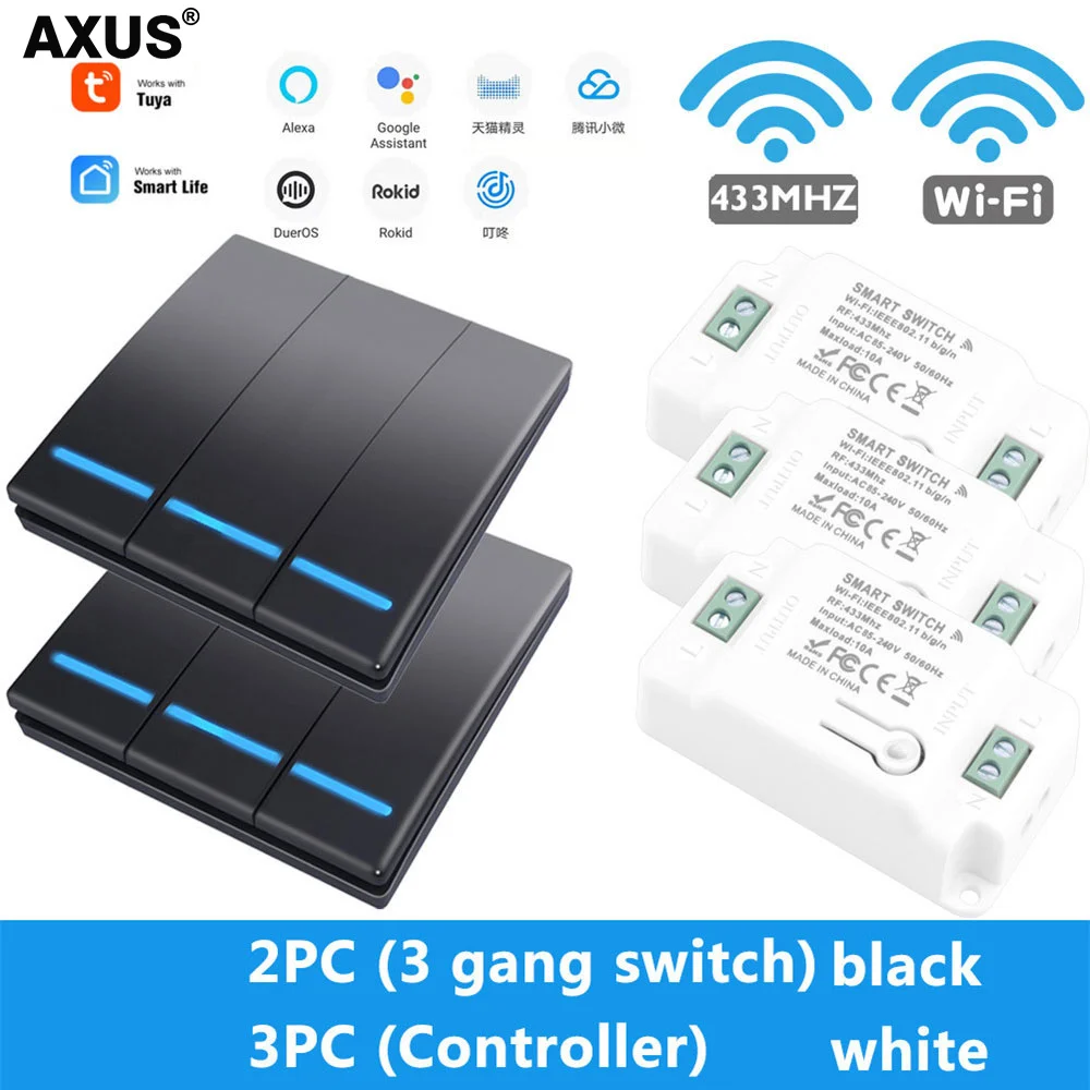AXUS настенный умная розетка приложение Tuya переключатель Wi Fi светильник 1/2/3 Gang