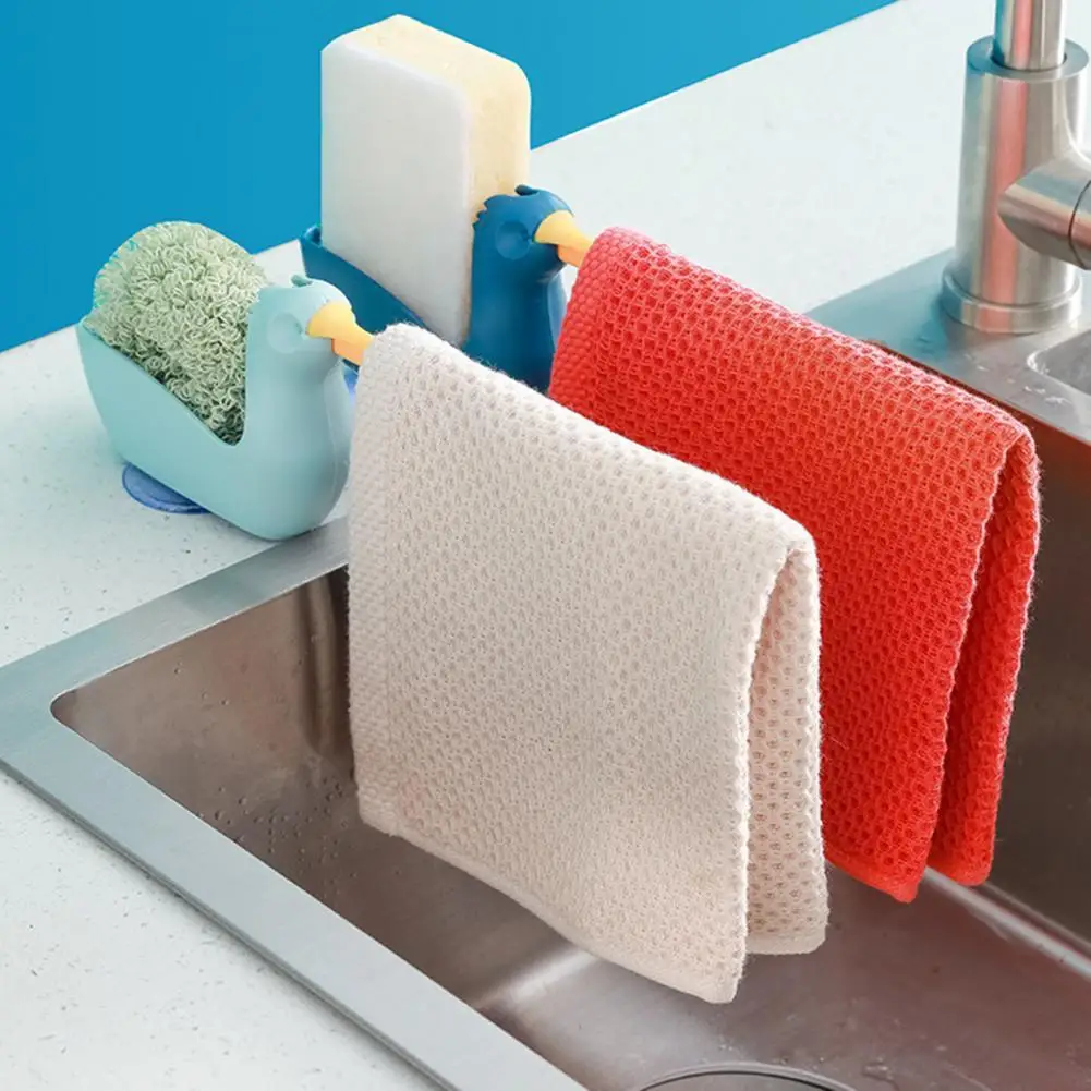 

Multifunctional Non-punch Suction Cup Plastic Rag Rack With sSponge Plastic Shelf For Kitchen Sink