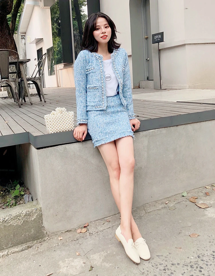 Женский твидовый костюм YiLin Kay комплект из двух предметов короткая твидовая