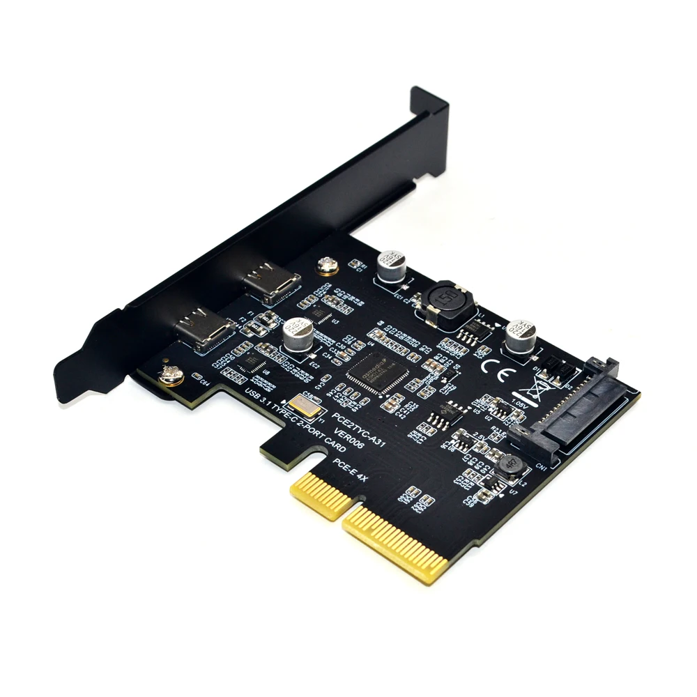 Плата PCIE Raiser USB 3 1 два реверсивных порта Gen 2 Type-C PCI Express X4 SATA 15 контактный разъем 10