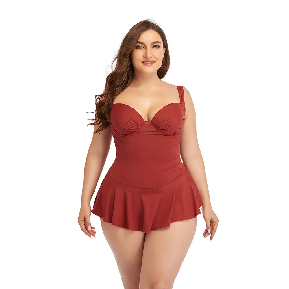 

Siamese plus Size Swimsuit Skirt Solid Color Skin-Friendly Fabric Swimsuit for Women plus size swimsuit swimsuit for women