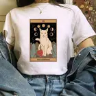 Модные женские футболки с принтом Таро, кошки, забавная одежда, женская футболка с рисунком из мультфильма, Милая футболка, Повседневная футболка, футболки