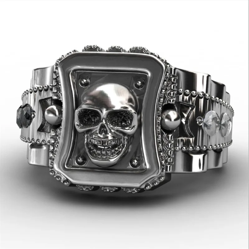 

Carbide Skulls Exaggeration Ring Jewelry Fashion Gothic Punk Detail Skull Rings for Men Retro Skeleton Devil Male Ring