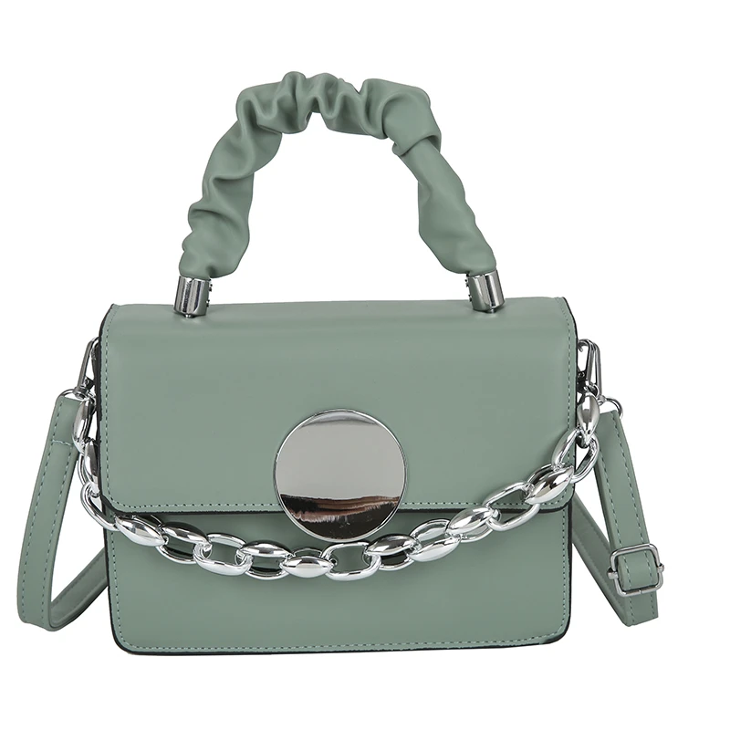 

Solid Color Thick Chain Small PU Leather Crossbody Bags For Women 2021 Summer Shoulder Cross Body Bag Ladies Handbags