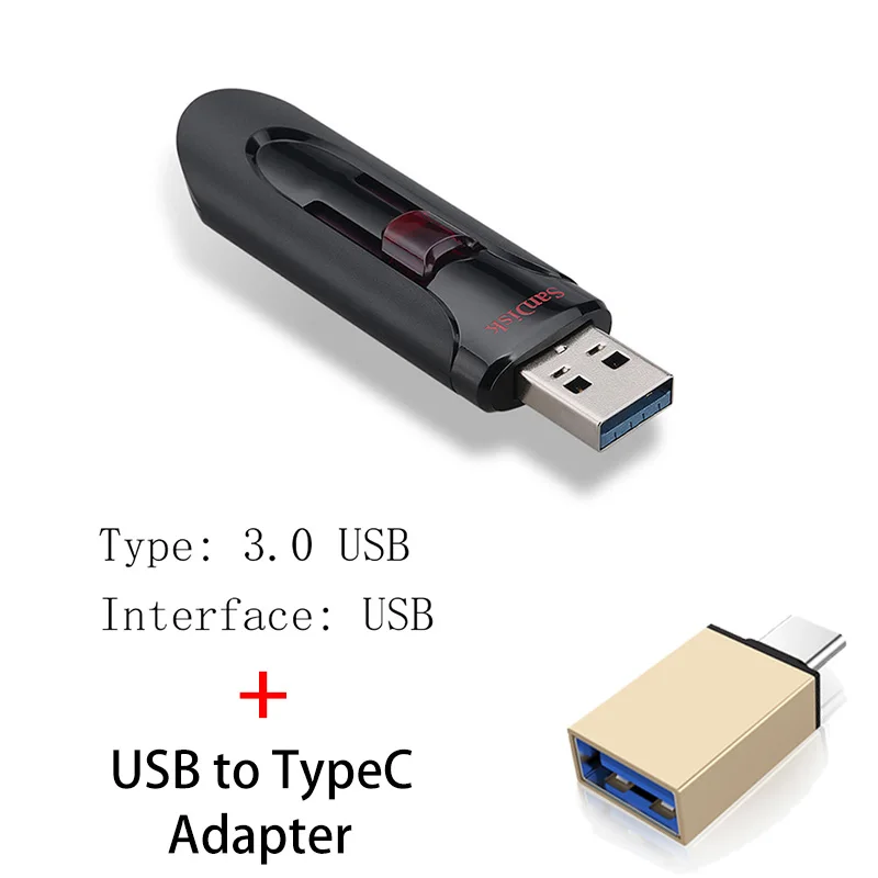 CZ600 B Sandisk Флешка 128 Гб 64 ГБ 32 ГБ 256 ГБ USB флеш-накопитель 32 64 128 16 ГБ флеш-накопитель 3,0 USB флешка диск на ключе память для телефона - Цвет: CZ600 B