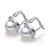 huitan fresh style whitepink simulated pearl earrings for girls inlaid white cz fashion versatile women jewelry drop shipping