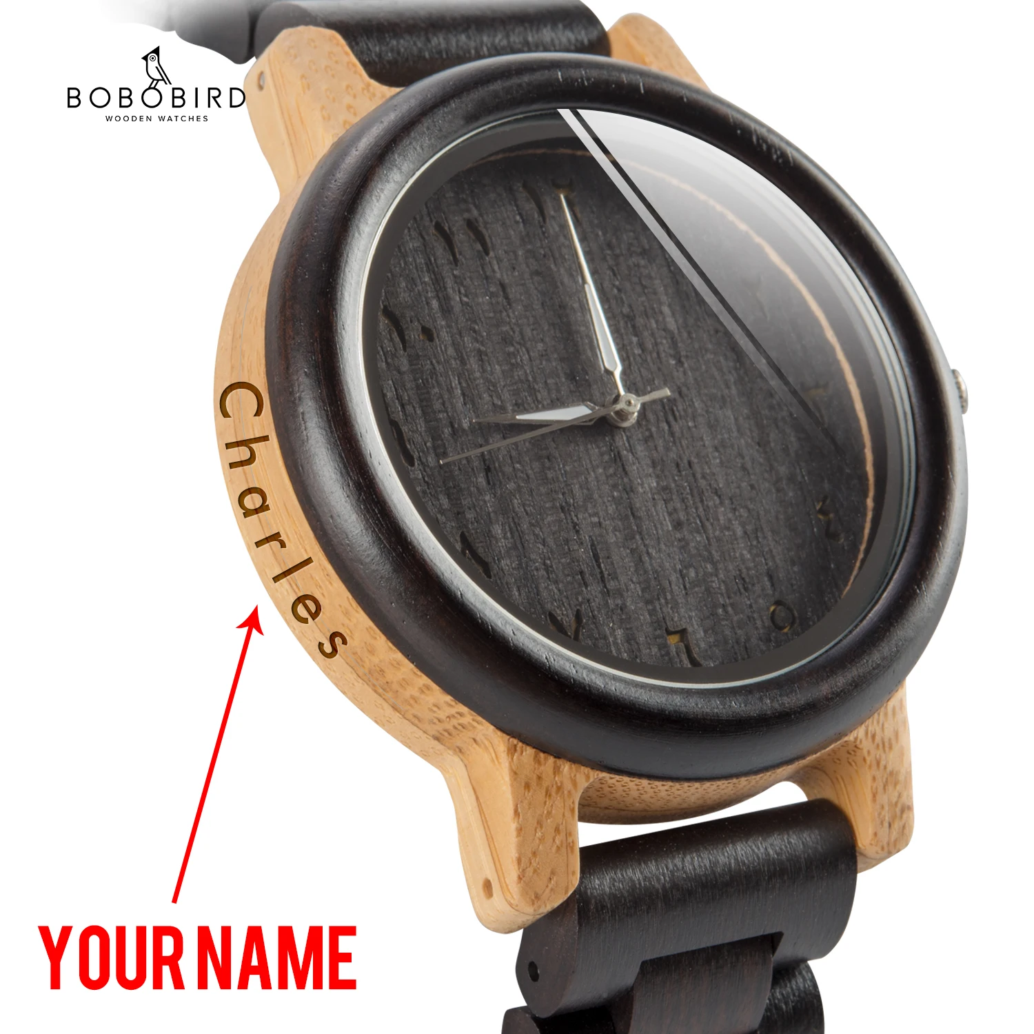 

BOBO BIRD Couple Watch Wood Band Wristwatch Men reloj hombre Bamboo Case Name Engrave Grooms Gift in Box Dropshipping Customize