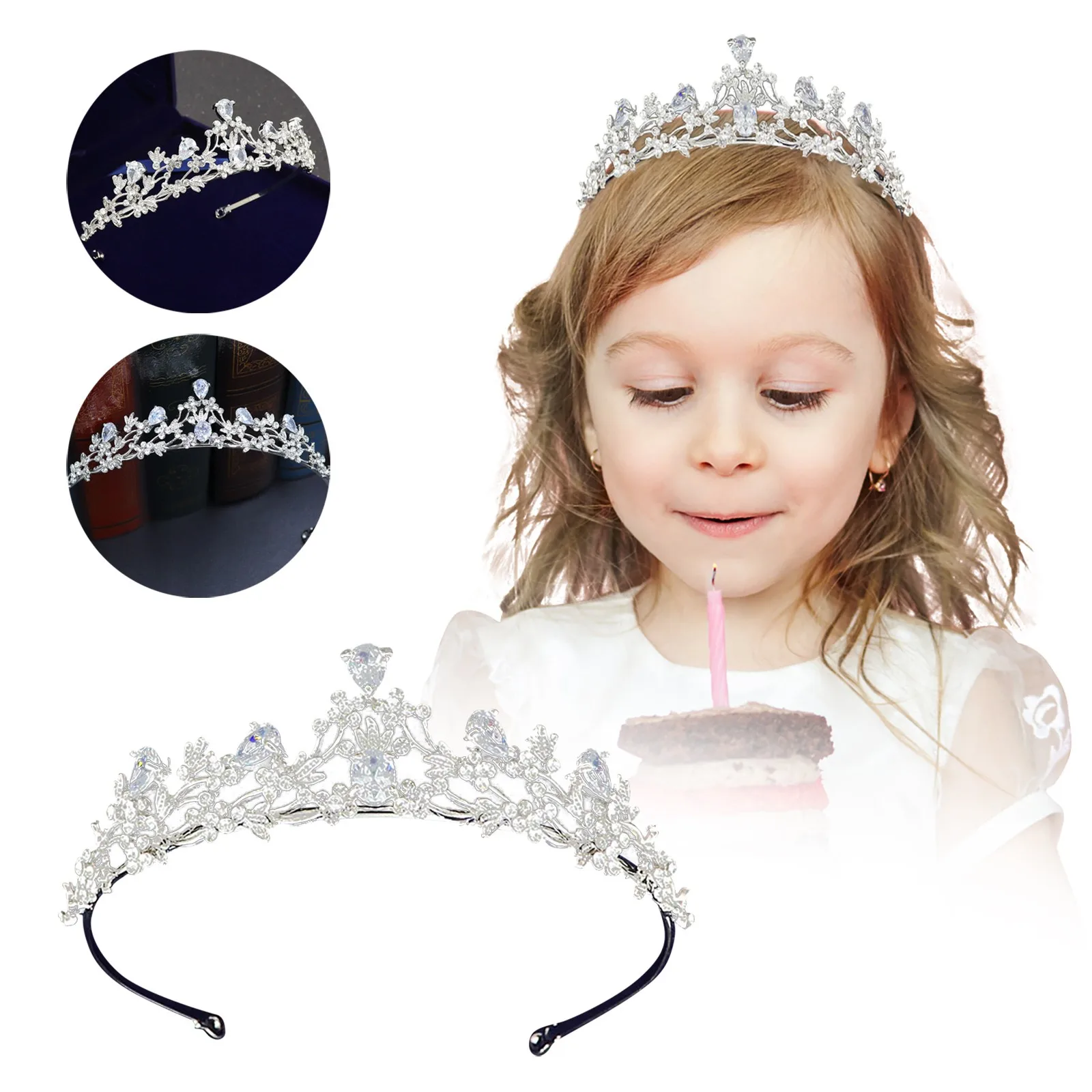 Для девочек с украшением в виде кристаллов Корона принцессы хвост цветок оплетка