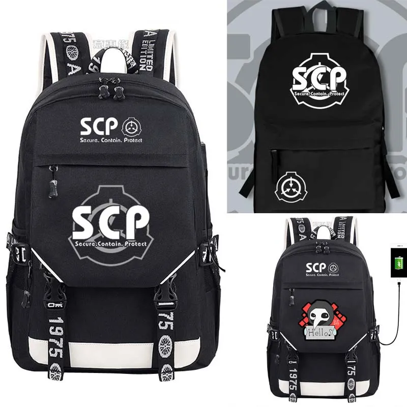 

SCP Secure Contain Protect Backpack student school bangs Canvas Bag Luminous Schoolbag Travel Bags