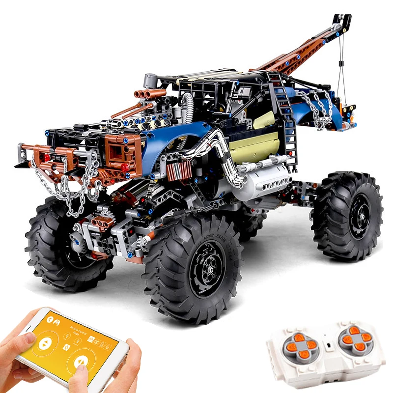 

Высокотехнологичный монстр-Трак, 3647 шт., автомобиль с дистанционным управлением через приложение, 4x 4WD, 2,4 ГГц, строительные блоки, Радиоупра...